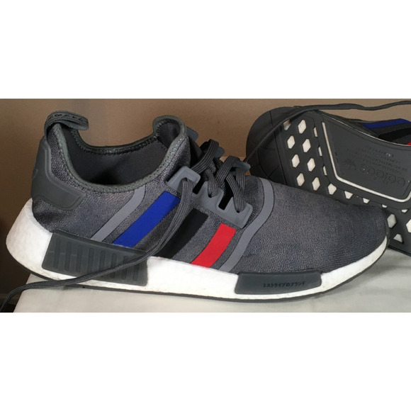 "Adidas NMD R1 Grey Scarlet Blue FZ5708 Men's 13 Excellent Used Boost Comfort" - Picture 11 of 13